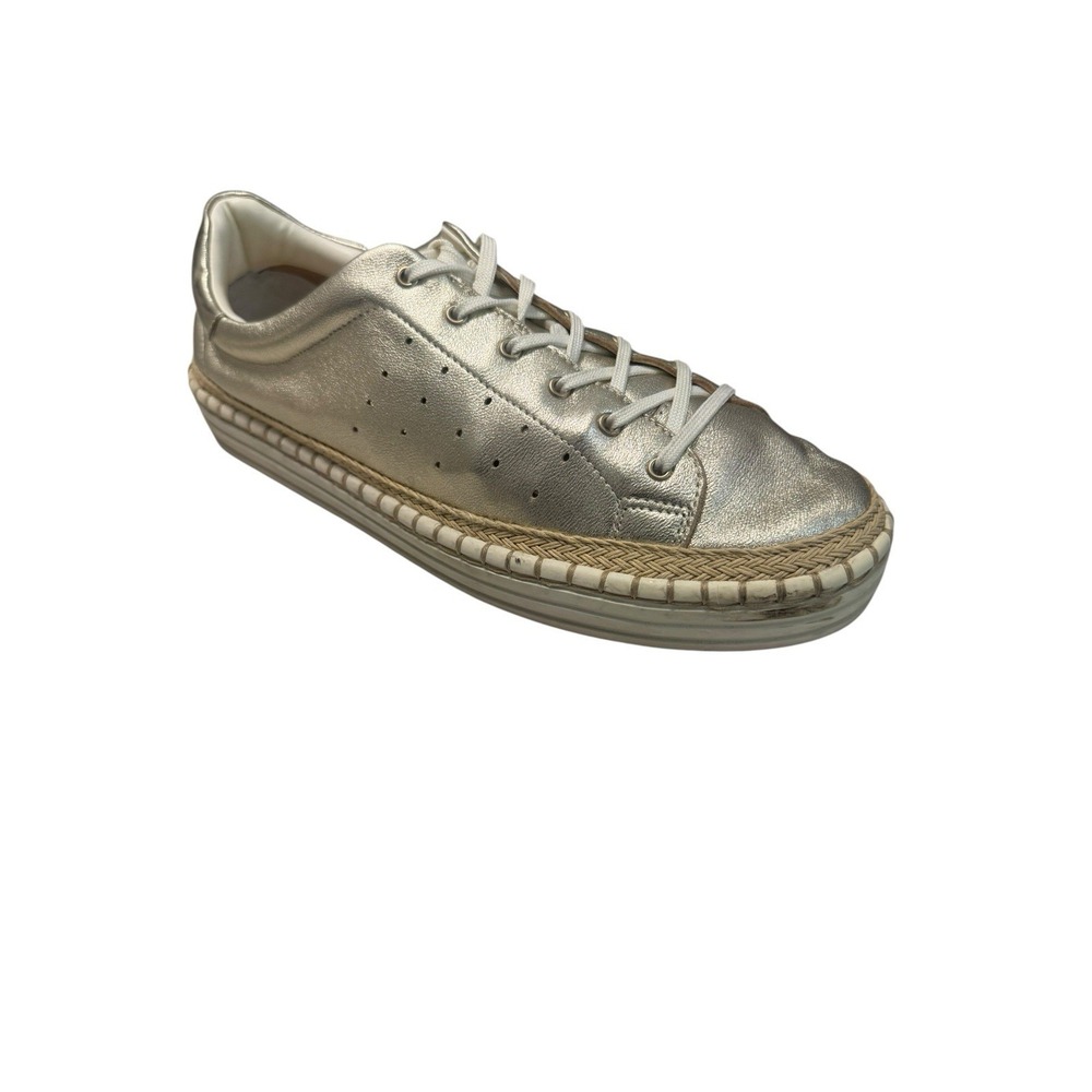 Sam Edelman Vegan Leather Sneakers Lace Up Size 10 Gold Metallic